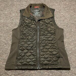 LL Bean Womens Small‎ Quilted Vest Sleeveless Jacket Brown Thinsulate Full Zip